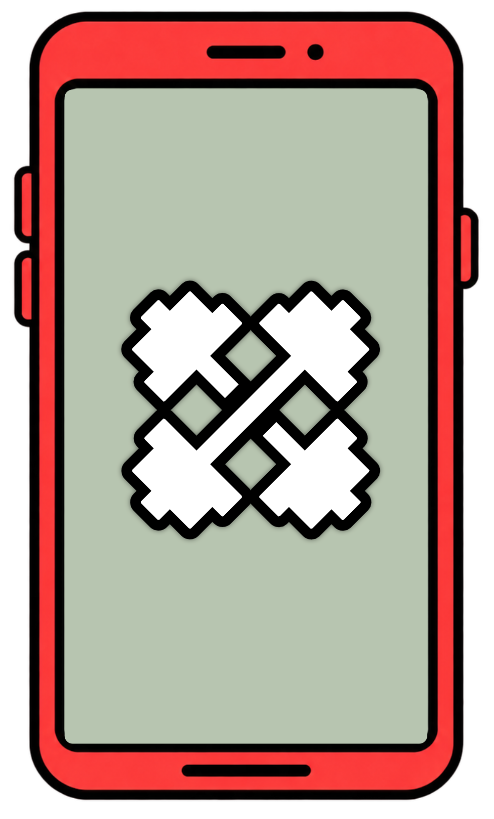 Red Android phone with the GYMBATTLZ logo