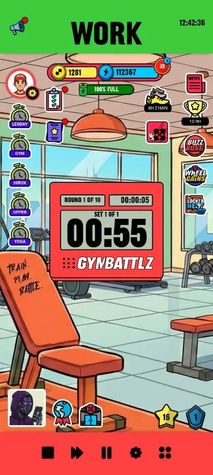 GYMBATTLZ interval workout timer screen